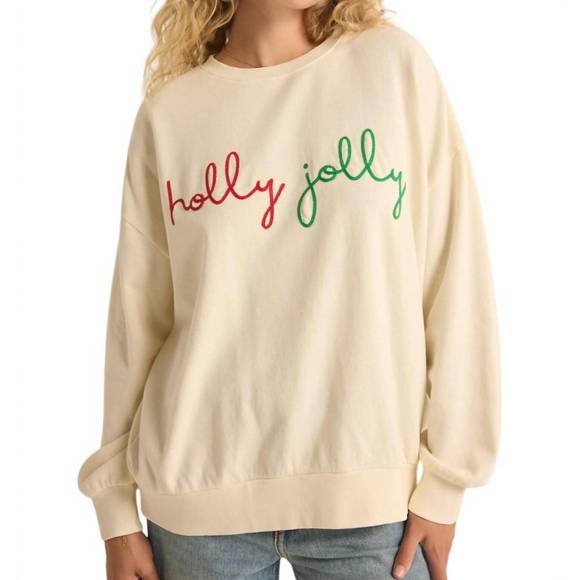 NEW Z SUPPLY holly sunday sweatshirt in sea salt - Picture 1 of 3